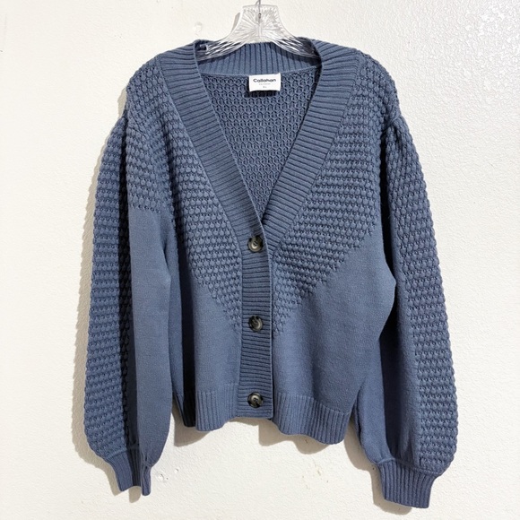 Anthropologie Callahan Eloise Knit Cropped Cardigan Sweater in Grey Blue - Picture 5 of 10